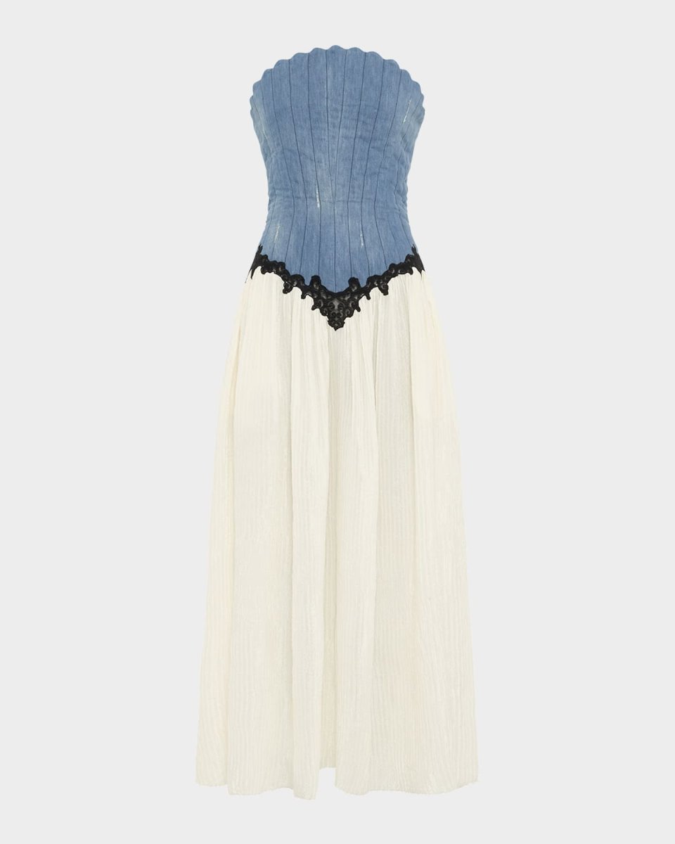 Gleen Strapless Denim Corset Maxi Dress